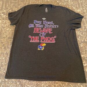 Kansas Jayhawks Adidas Beware Of The Phog Short Sleeve T-Shirt Grey Size XXL
